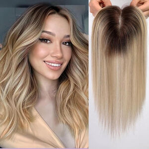 14” Ombre Blonde Human Hair Topper with 3 Clips